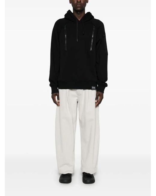 Versace Jeans Couture Black Logo-Patch Hoodie for men
