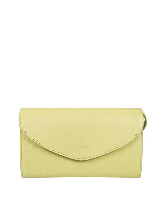 Il Bisonte Yellow Small Flap-Fastening Leather Clutch Bag