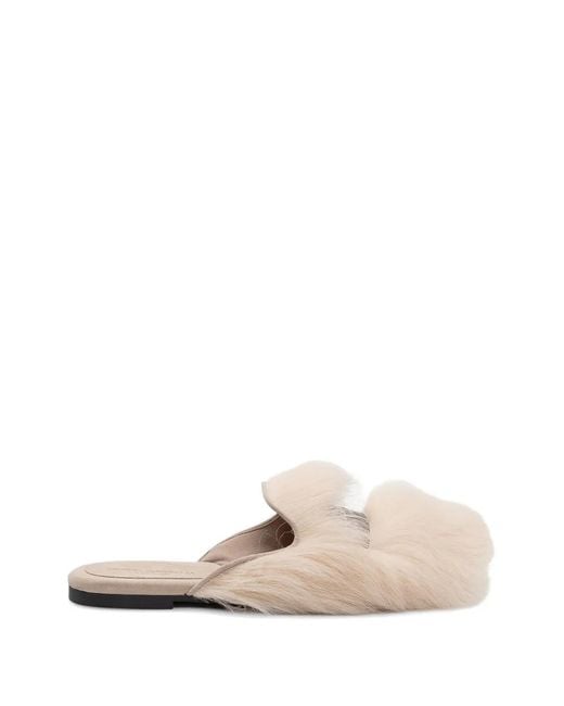 Dolce & Gabbana White Round-Toe Texture Mules