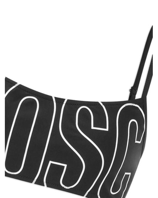 Moschino Black Logo-Print Bikini Top
