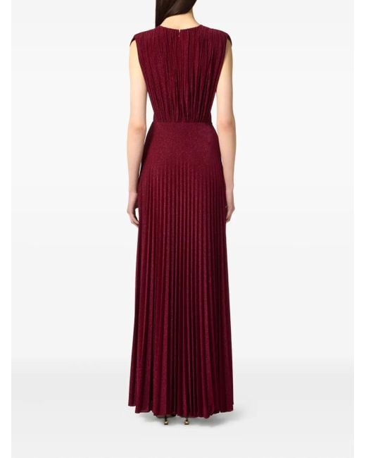 Elisabetta Franchi Purple Burgundy Evening Dress With Deep V-Neckbodice