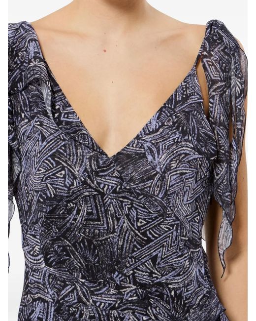 Isabel Marant Blue Tylena Ruffled Asymmetric Dress