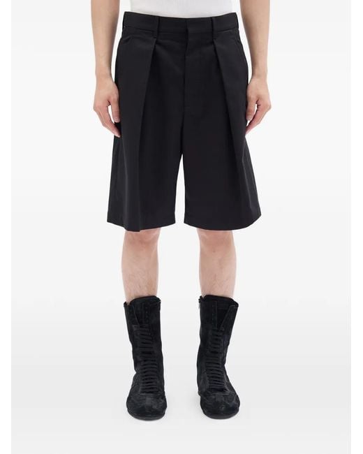Ann Demeulemeester Black Pleated Shorts for men