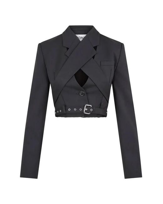 Monse Black Belted-Waistband Cropped Jacket