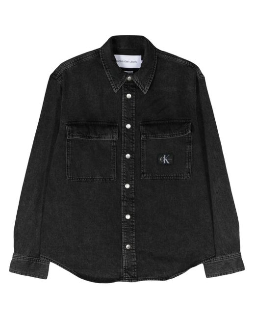 Calvin Klein Jeanshemd mit Logo-Patch in Black für Herren