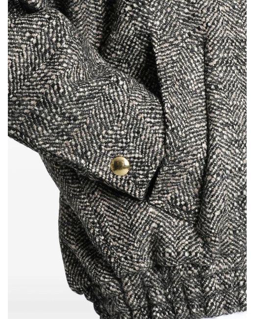 DARKPARK Gray Herringbone-Pattern Bomber Jacket