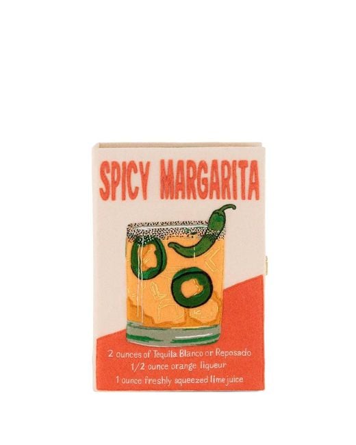 Olympia Le-Tan Orange Spicy Margarita Book Floral Print Clutch Bag