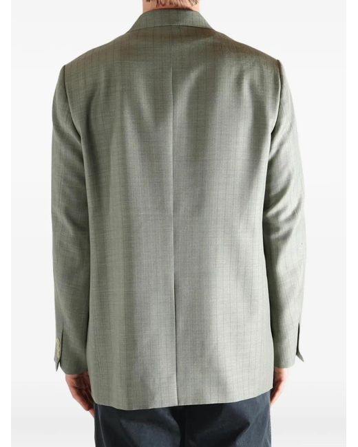 Auralee Green Check-Pattern Wool Jacket for men