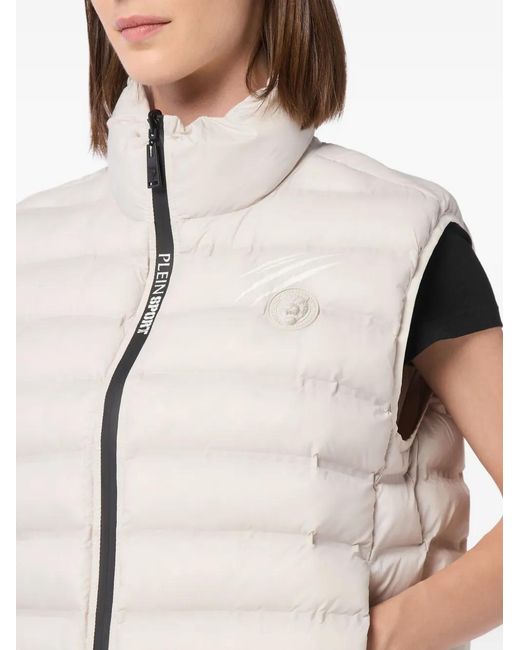 Philipp Plein White High-Neck Sleeveless Gilet