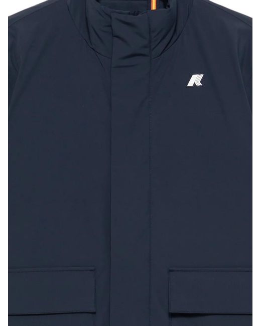 K-Way Blue Logo-Patch Ribbed-Trim Jacket for men