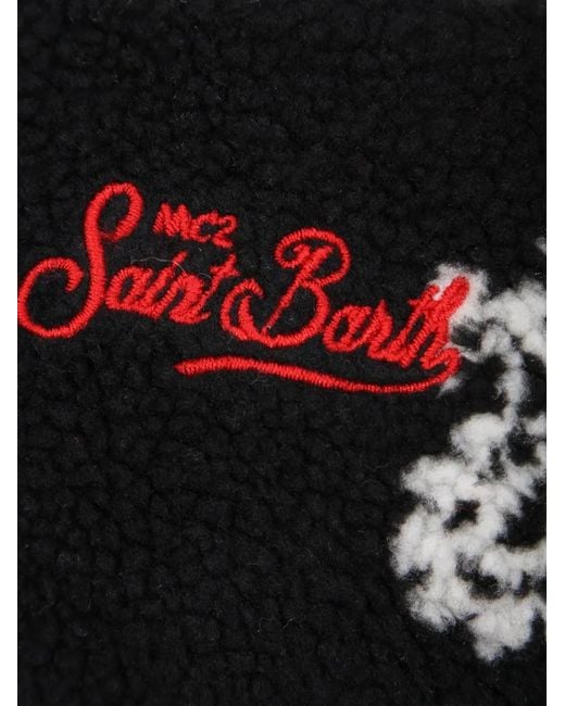 Mc2 Saint Barth Black Parisienne Paisley-Print Logo-Embroidered Clutch Bag