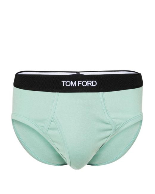 Tom Ford Green Logo-waistband Cotton Briefs for men