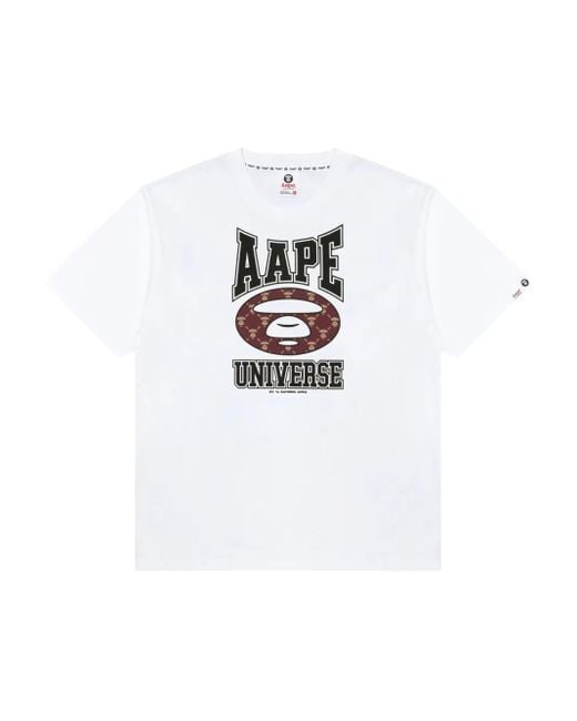 Aape By A Bathing Ape White Logo T-Shirt for men