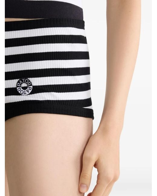 Patou Black Striped Ribbed Shorts