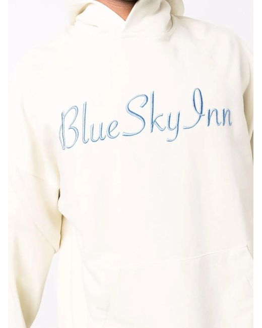 BLUE SKY INN White Logo-Embroidered Cotton Hoodie for men