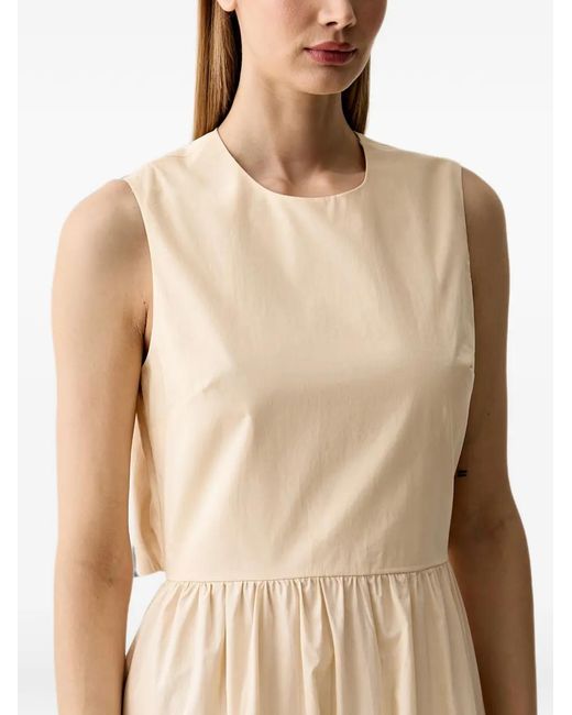 Benetton Natural Gathered-Waist Cut-Out Sleeveless Midi Dress