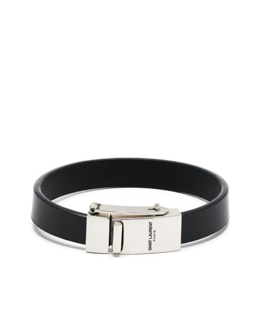 Saint Laurent Black Vintage Leather Bracelet for men