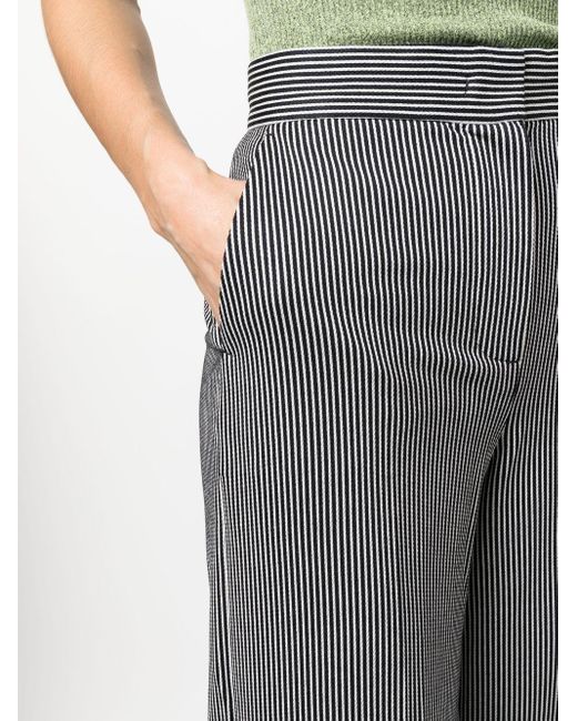Max Mara Gray Stripe-pattern Trousers