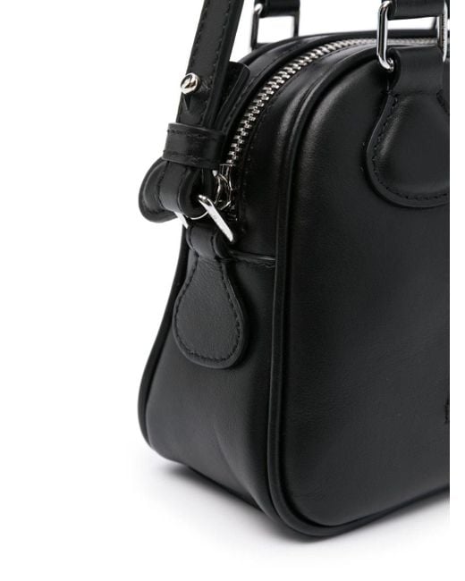 Mini sac à main Bowling en cuir Courreges en coloris Black
