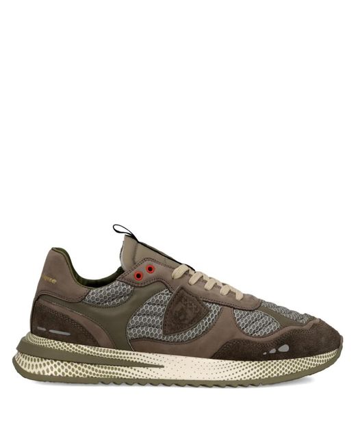 Philippe Model Brown Mesh-Panelled Running Sneakers for men