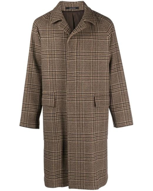 Tagliatore Brown Checked Single-Breasted Coat for men