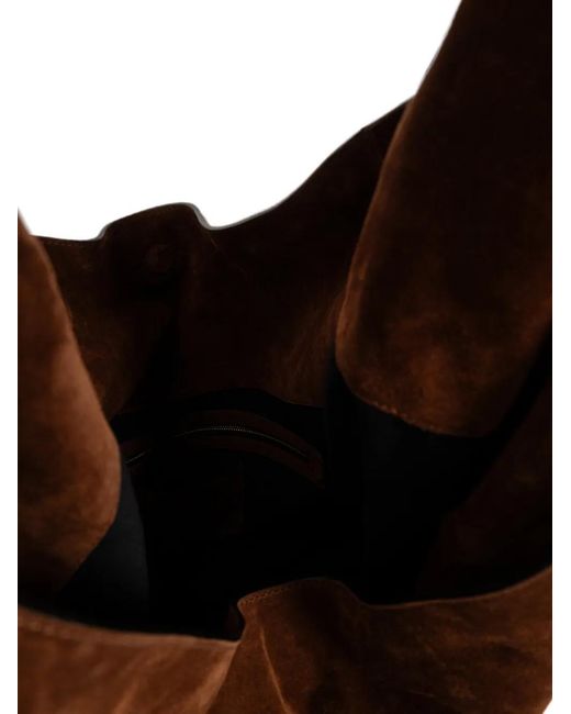 Moschino Brown Large Handle Me Suede Shoulder Bag