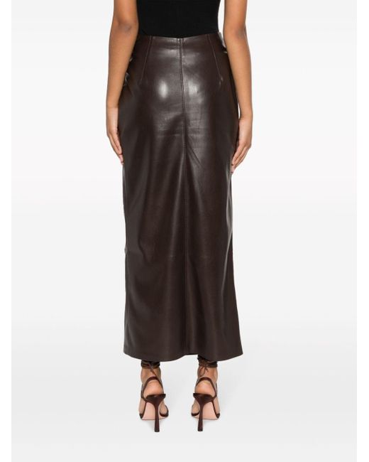 Nanushka Black Draped Faux-leather Maxi Skirt