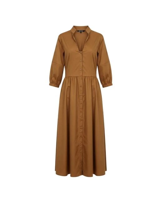 Ralph Lauren Brown Gathered-Waist V-Neck Maxi Dress
