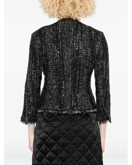 Simone Rocha Black Fringed Tweed Jacket
