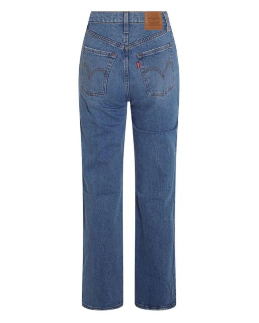 Levi's Blue High-Waisted Straight-Leg Jeans