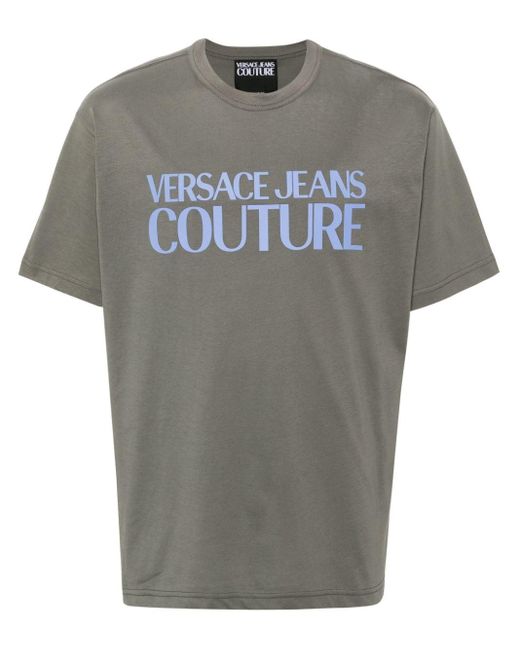 メンズ Versace ロゴ Tシャツ Gray