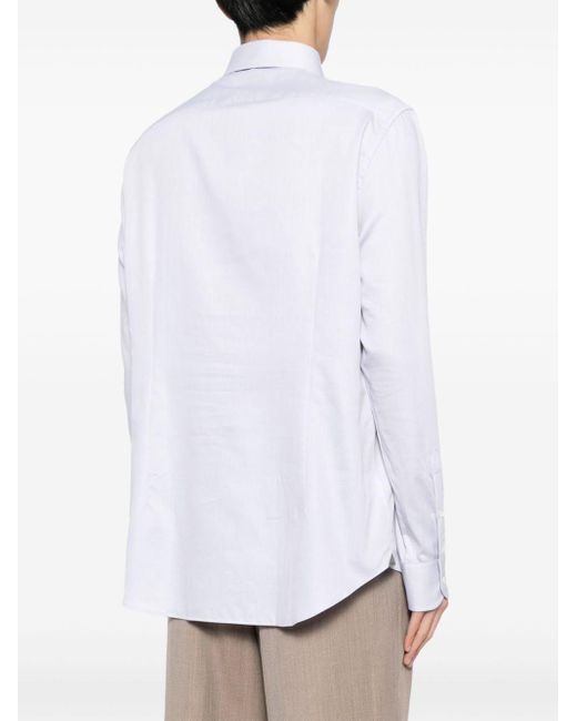 Chemise en coton à col biaisé Corneliani pour homme en coloris White