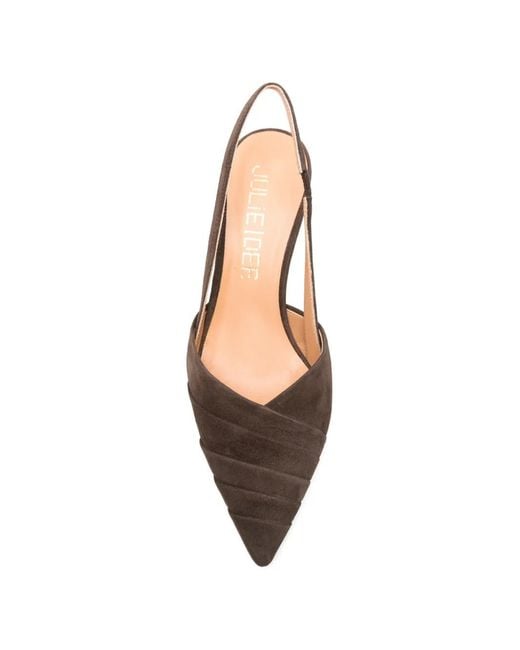Julie Dee Brown Pleated Slingback Heeled Pumps