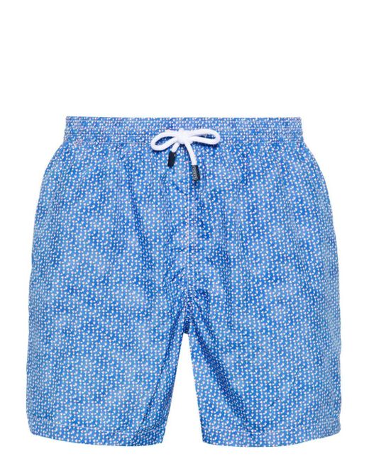 Barba Napoli Blue Geometric-print Swim Shorts for men