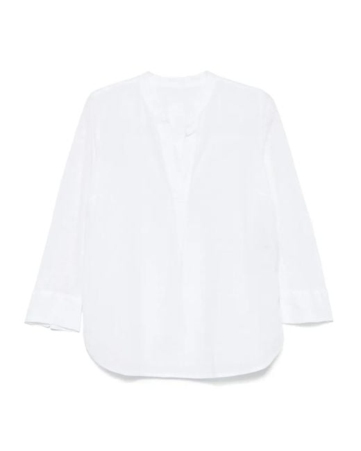 120% Lino White Bluse aus Leinen