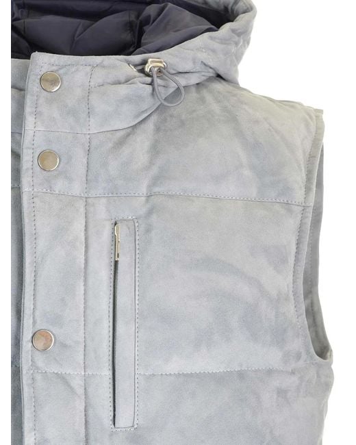 Al Duca D'aosta Gray Padded Hooded Gilet for men