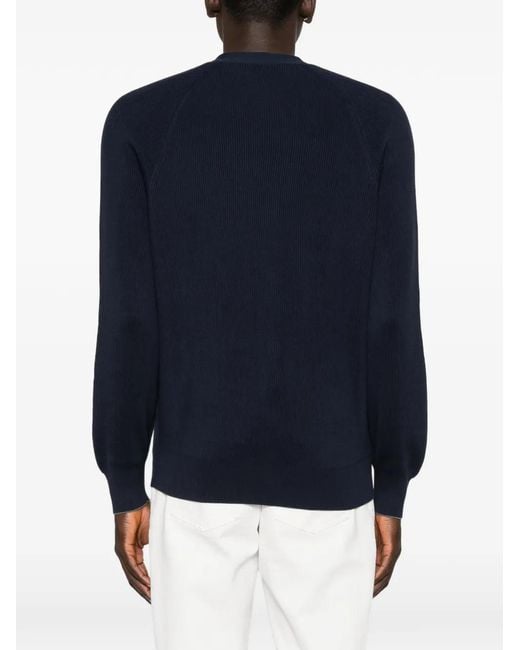 Ribbed button cardigan Brunello Cucinelli de hombre de color Blue