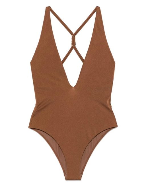 Versace Brown Safety Pin Swimsuit