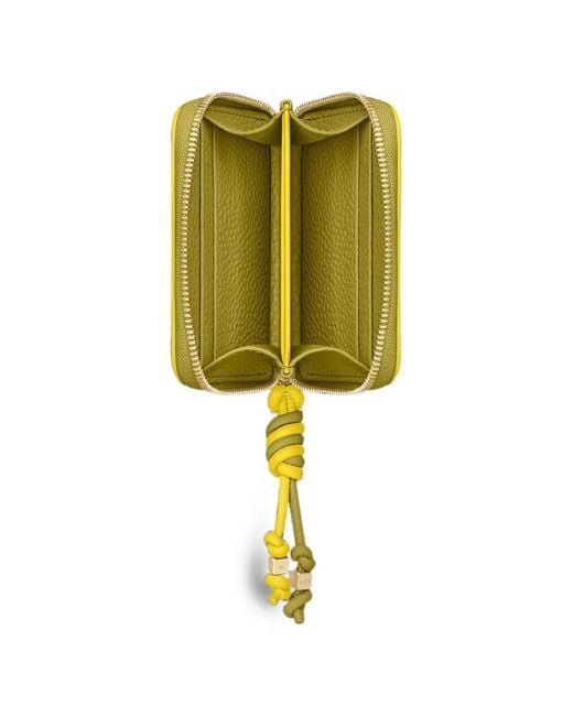 Maison De Sabre Yellow Grained Leather Zip Wallet