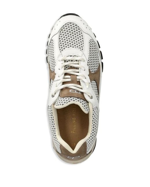 Filling Pieces White Leather Front-Lace Sneakers