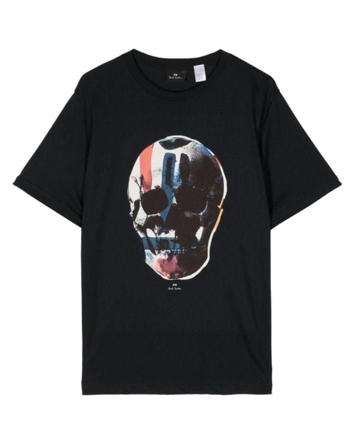PS by Paul Smith Black Skull Cotton T-shirt for men