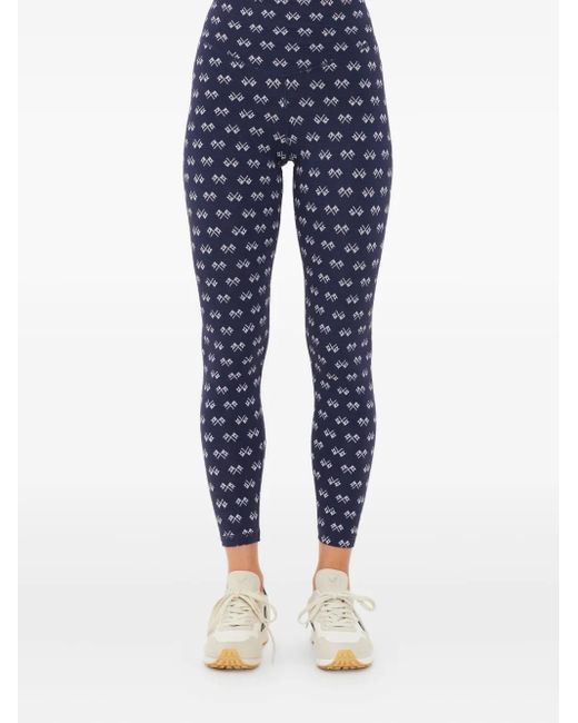 The Upside Blue High-Waisted Geometric-Print Trousers