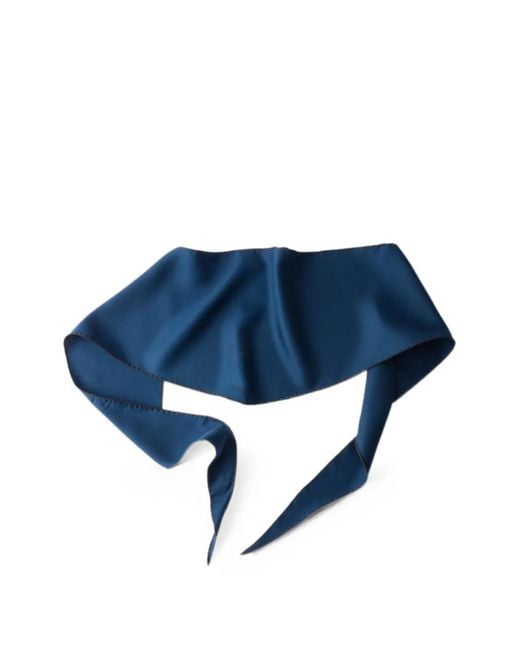 Prada Blue Printed Twill Scarf