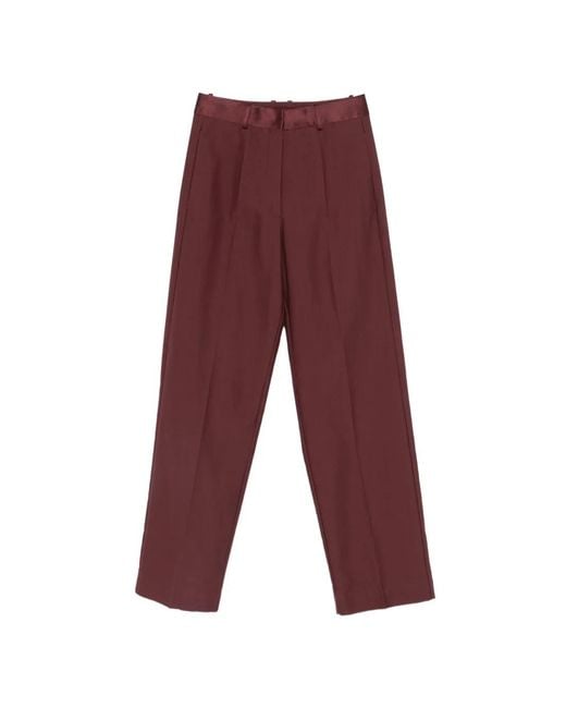 Forte_forte Red Satin-Waistband Pressed-Crease Trousers