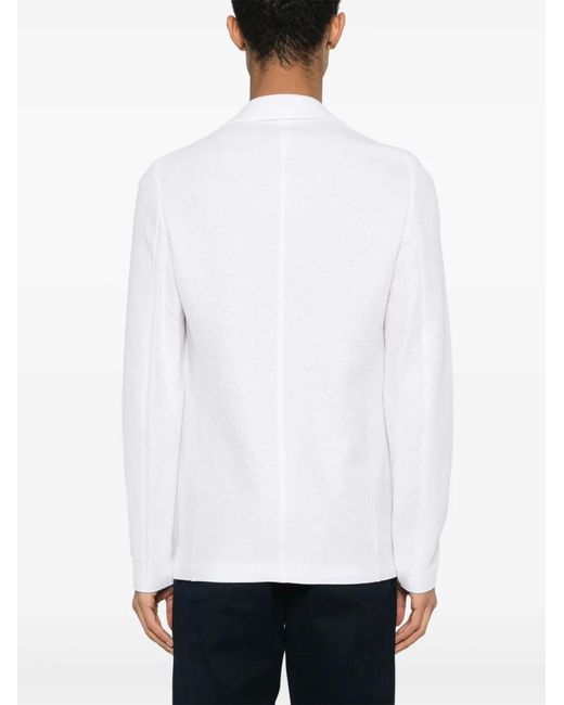 Harris Wharf London White Single-Breasted Honeycomb Blazer for men