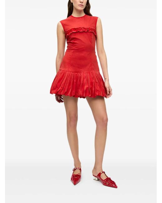 Ganni Ruffled Dress in Red | Lyst