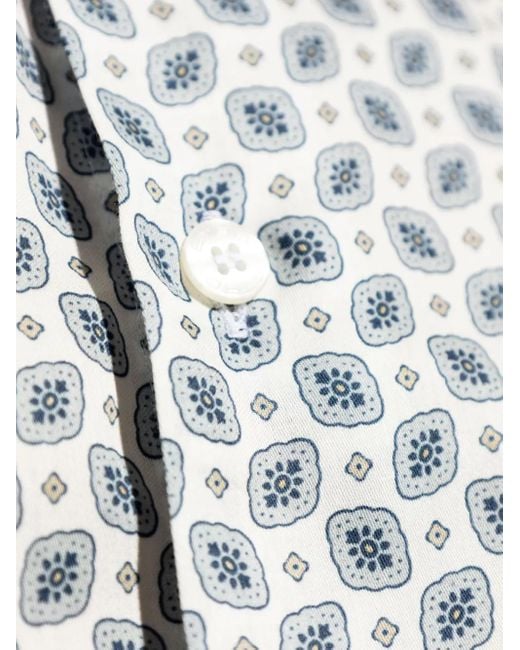 Etro White Cotton Shirt With Paisley Print for men
