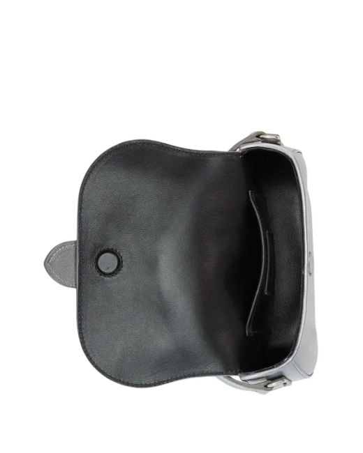 Ralph Lauren Gray Wellington Buckle-Detail Leather Cross Body Bag