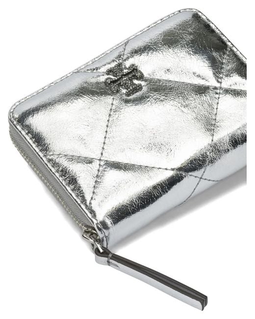 Tory Burch Gray Kira Small Zip Wallet