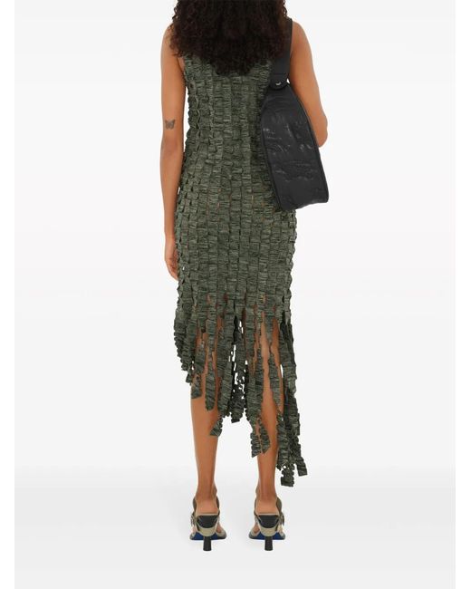 Burberry Green Crocheted Silk-Blend Midi Dress